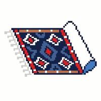 Pixel Art Folded Carpet with Geometric Patterns Illustration vector