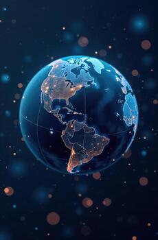 Planet earth rotating in space showing north and south america photo