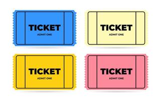 Color simple ticket template set. illustration collection on white background vector