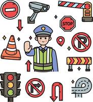 traffic signs and symbols set, including a traffic light, stop sign, and traffic light vector