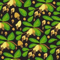 seamless pattern with cashew branches on dark background vector