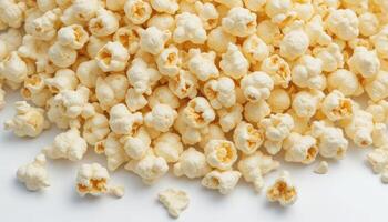 Salted Popcorn Macro, Crispy and Fluffy Kernels. photo