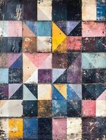An abstract painting of a square with different colors photo