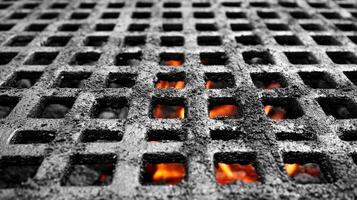 Close Up of Charcoal Grill with Glowing Embers Beneath photo