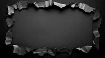 Dramatic Torn Paper Frame Creating Dark Textured Border Effect photo