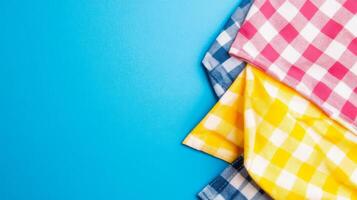 Colorful Checked Textile on a Solid Surface photo