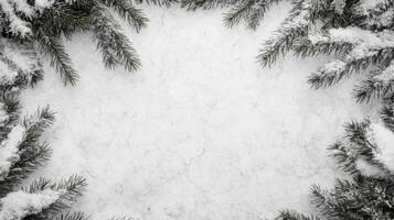 Snow Covered Pine Branches Frame Texture photo