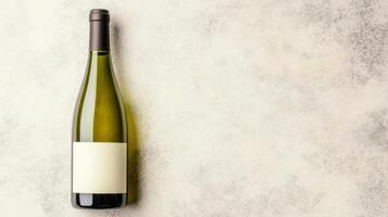 Wine Bottle With Blank Label On Textured Surface photo