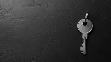 A Single Metal Key on a Dark Surface photo