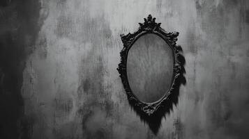 Ornate Mirror on a Textured Grayscale Wall photo