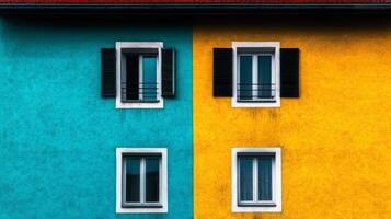 Two Toned Facade with Window Symmetry photo
