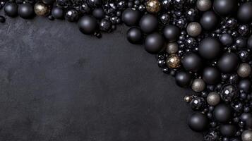 Assorted Christmas Balls on a Dark Texture photo