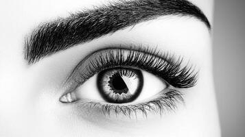 Monochrome Close Up of Detailed Human Eye photo