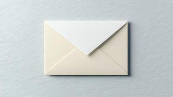 Flat lay of a paper envelope with a folded corner photo
