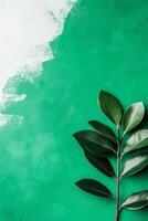 Green Textured Background with Natural Leaf Accent photo