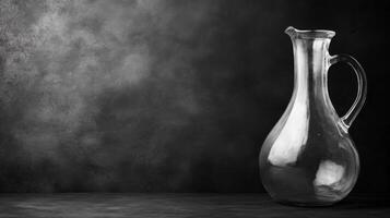 Glass Carafe Stands Out Against a Muted Dark Backdrop photo