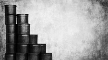Stacked Metal Containers Against Distressed Gray Wall photo