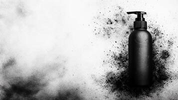 Black Soap Dispenser on a Textured Surface photo