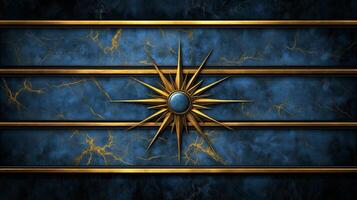 Blue and Gold Ornamental Pattern with Star photo