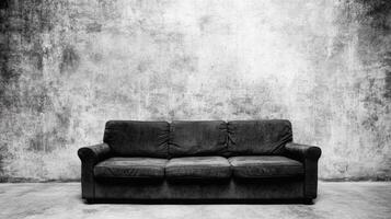 Monochrome Sofa Against a Textured Wall photo