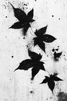 Black Leaf Silhouettes on a Mottled White Surface photo
