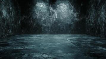 Dark Concrete Room with a Spotlight Effect photo