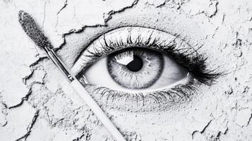 Eye and Mascara Brush on a Textured Background photo