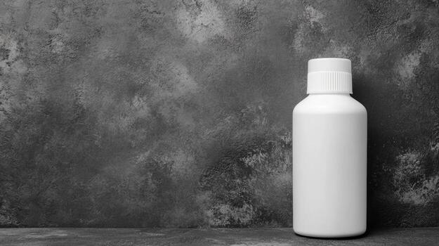 White Bottle on a Dark Textured Background photo