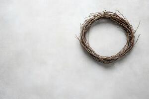 Wreath of Twigs on a Gray Background photo