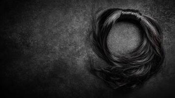 Tied Hair Strand on a Deep Gray Plane photo