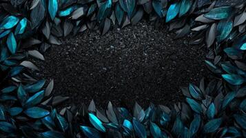 Dark Leaves with Pebbles on a Ground Surface photo