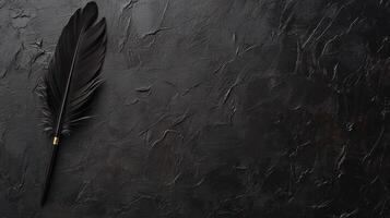 Black Feather on a Dark Textured Background photo