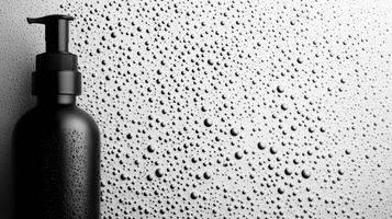 Black Dispenser with Water Droplets on a Light Background photo