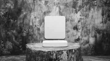 White Square Coaster on a Textured Background photo