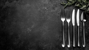Flatware on a Dark Textured Background photo
