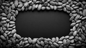 Almonds on a Dark Background with Empty Space photo