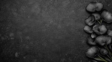Elegant Dark Leaves on a Mottled Black Stone Surface photo