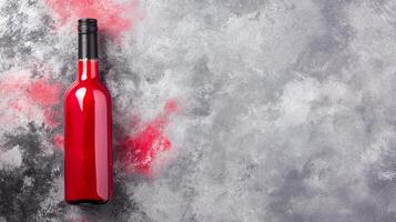 Red Liquid in Glass Bottle on Gray Surface photo