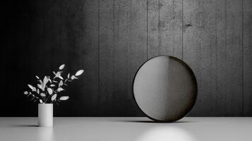 White Branch Arrangement in White Vase, Dark Wall photo
