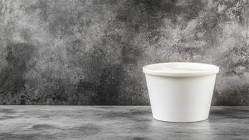 White Disposable Container on a Textured Gray Surface photo