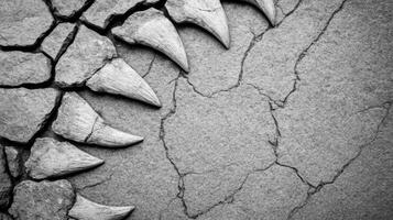 Fossilized Teeth Embedded in Cracked Gray Stone with Jagged Fractures photo