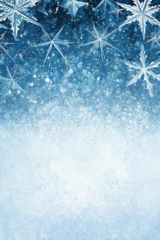 Delicate Snowflakes Scattered on a Frosty Blue Gradient Background photo