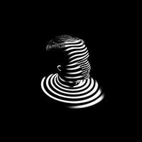 Monochromatic Portrait with Striped Light and Shadow Effect photo