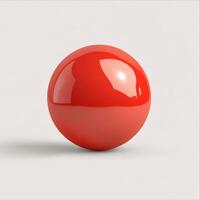 Shiny Red Sphere with Glossy Surface Reflection on Light Background photo
