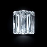 Intricately Cut Crystal Cylinder Reflecting Light on Black Background photo