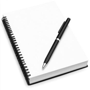 Blank Spiral Notebook with a Sleek Black Pen Resting Diagonally on Top photo