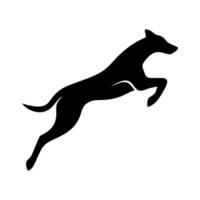 Silhouette of a running dog with a black and white Background vector