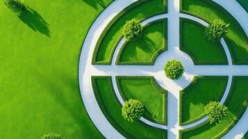 Aerial View of a Sustainable Urban Landscape with Smart Waste Management Solutions photo