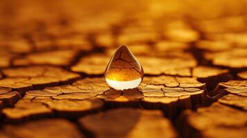 Minimalist Design of a Single Water Droplet on a Cracked Dry Surface photo