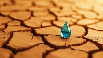 Minimalist Design of a Single Water Droplet on Cracked Earth Surface Texture photo